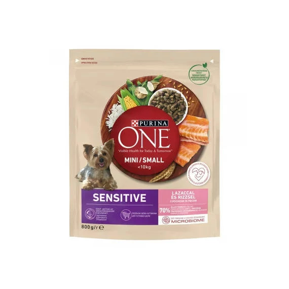 Purina ONE Mini/Small Sensitive - száraztáp (lazac,rizs) kistestű kutyáknak részére (800g)