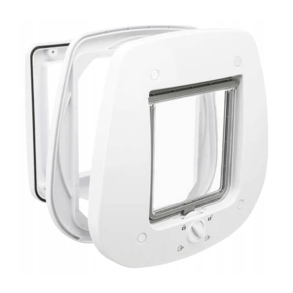 Trixie 4-Way Flap Door for Glass - kutya és macskaajtó (fehér) üvegajtóhoz (27x26cm)