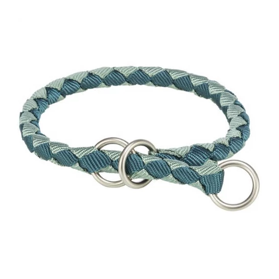 Trixie Cavo Stop-the-pull Collar - fonott nyakörv (petrolkék/zsálya) kutyák részére (M) 39-45/Ø12mm