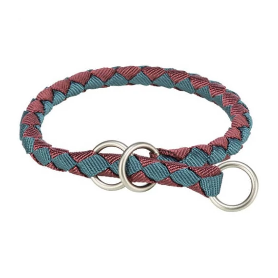 Trixie Cavo Stop-the-pull Collar - fonott nyakörv (sangria málna, petrolkék) kutyák részére (L) 47-55/Ø18mm