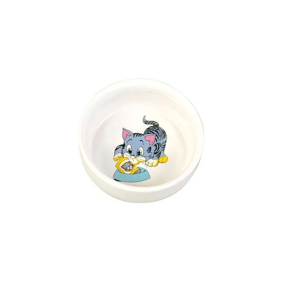 Trixie Ceramic Bowl - kerámia tál (fehér, mintás) macskák részére (0,3l /Ø11cm)