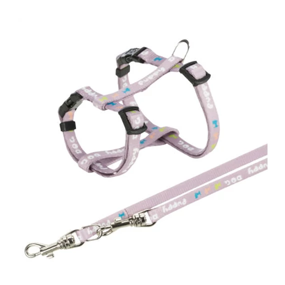 Trixie Junior Puppy H-Harness with Leash - hám és póráz szett (világos lila) M-L (27-45cm/10mm)2m