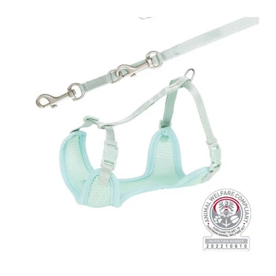 Trixie Junior Puppy Soft Harness with Leash - hám szett (menta) kutyák részére (M–L) 36–50 cm/10mm,
