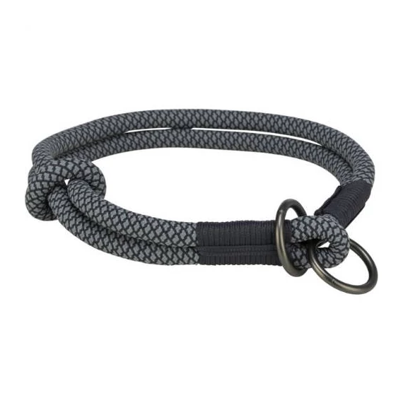 Trixie soft rope semi-choke, puha félfojtó kötélnyakörv, L:50cm/10mm, fekete/szürke