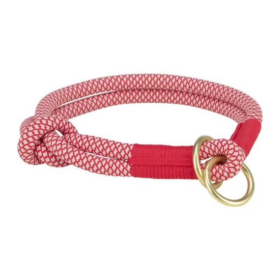Trixie soft rope semi-choke, puha félfojtó kötélnyakörv, S:35cm/10mm, piros/krém
