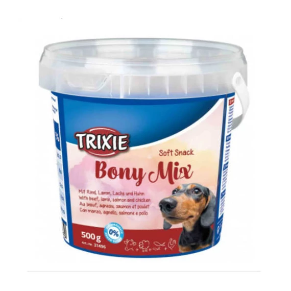 Trixie Soft Snack Bony Mix - jutalomfalat (marha,bárány,lazac,csirke) kutyák részére (500g)