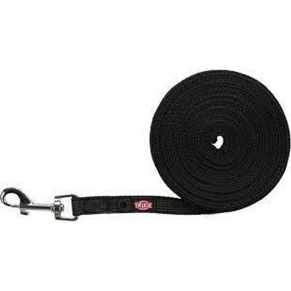 Trixie Tracking Leash, rubberized - nyomkövető póráz (fekete) kiképzéshez  S-M: 5m/15mm, fekete