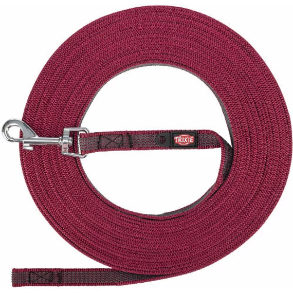 Trixie Tracking Leash, rubberized - nyomkövető póráz, gumírozott, S-M: 15m/15mm, sangria málna