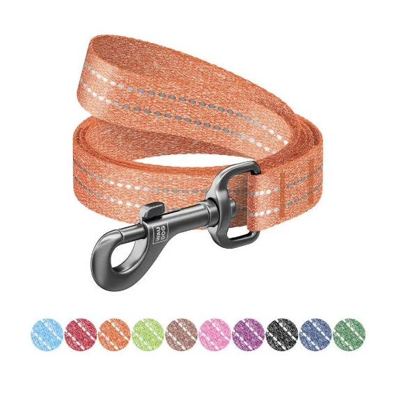 WAUDOG Re-cotton, Reflective Dog Leash (L-XXL) - póráz, újrahasznosított pamutból (narancssárga, fényvisszaverő csíkkal) kutyák részére (25mm/150cm)