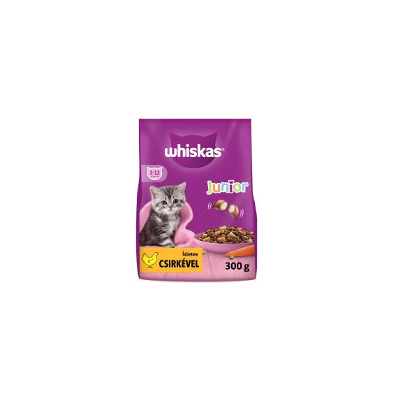 Whiskas Junior (2-12months) - Szárazeledel (csirke) kölyökmacskák részére (300g)