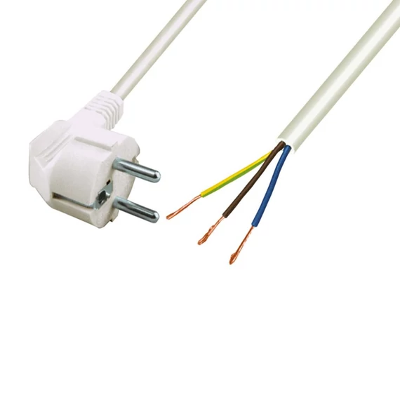 Home N 7 hálózati csatlakozókábel, 2 m, H05VV-F 3G0,75 mm2 kábellel, védőérintkezős, max.1380W, fehér 3 db-os kiszerelés!