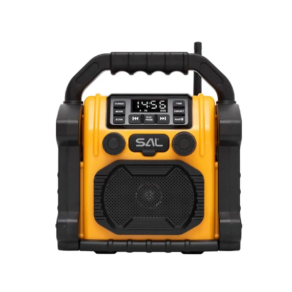SAL BTWORKPRO munka- és szabadidő hangszóró, multimédia lejátszó, Bluetooth, LED lámpa, power bank, IP55, ütésálló