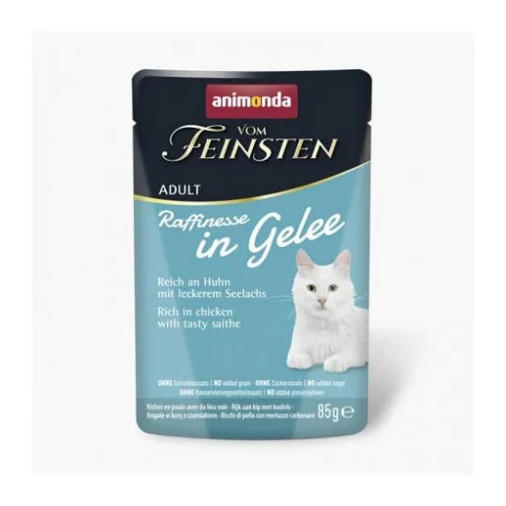 Animonda Vom Feinsten Adult (Raffinesse in Jelly) alutasakos csirke+sárga tőkehal - Felnőtt macskák részére (85g)