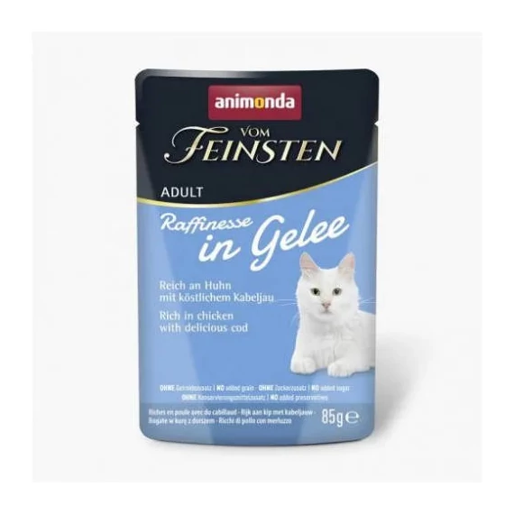 Animonda Vom Feinsten Adult (Raffinesse in Jelly) alutasakos csirke+tőkehal - Felnőtt macskák részére (85g)