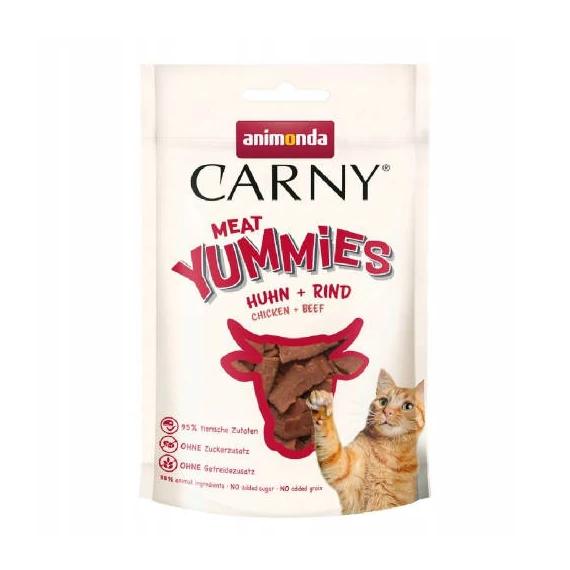 Animonda CARNY Yummies - jutalomfalat ( csirkés, marhás)- felnőtt macskák részére (50g)