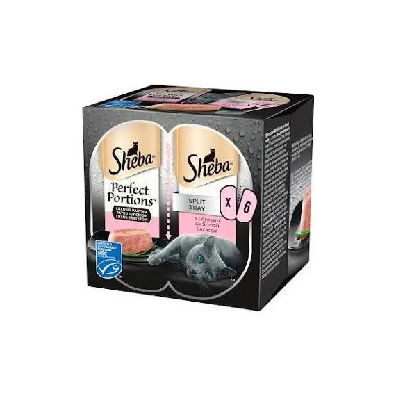 Sheba Perfect Portions - alutálkás (pástétom lazaccal) macskák részére (6x37.5g) 225g