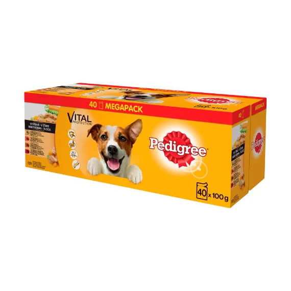 Pedigree Vital Adult - Nedves eledel (csirke-,marha,-bárány,-pulyka aszpikban) kutyák részére (40x100g)