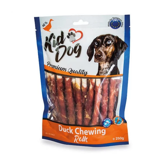 KidDog Mixed Chewing Rolls - jutalomfalat (kacsa, bivalybőr) kutyák részére (250g), 8mm, 12cm