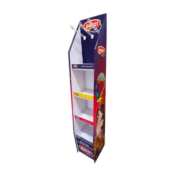 Panzi Display, keskeny, 4 polcos, színes karton 30cmx160cm