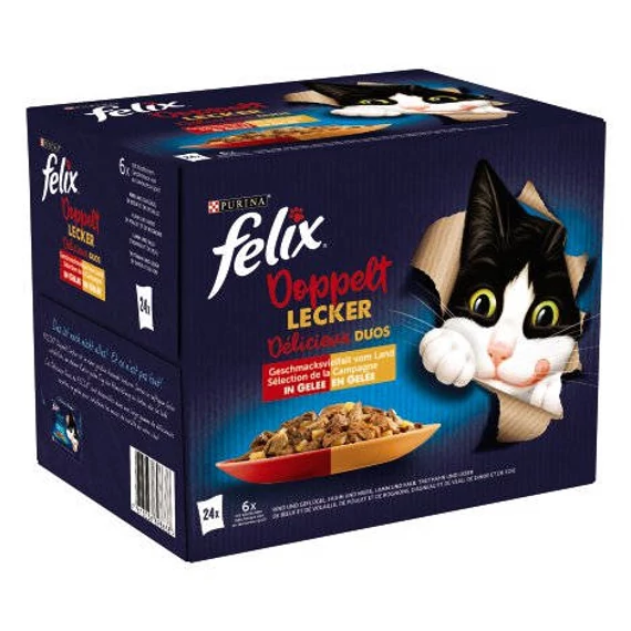 Felix Fantastic Duo - Házias válogatás (marha,csirke,bárány,pulyka) aszpikban (24x85g)