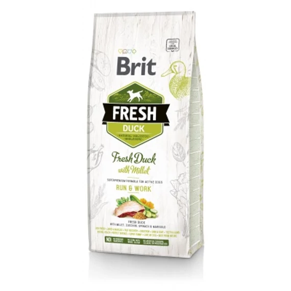 Brit Fresh Active Dogs Run & Work - Kacsa és köles 12 kg