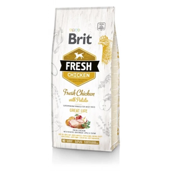Brit Fresh Adult Great Life - Csirke és burgonya 12 kg