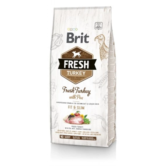 Brit Fresh Overweight & Senior Dogs Fit & Slim - Pulyka és borsó 2.5 kg