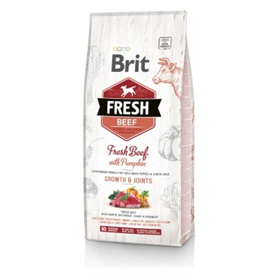 Brit Fresh Puppies & Junior Dogs Growth & Joints - Marha és sütőtök 12 kg