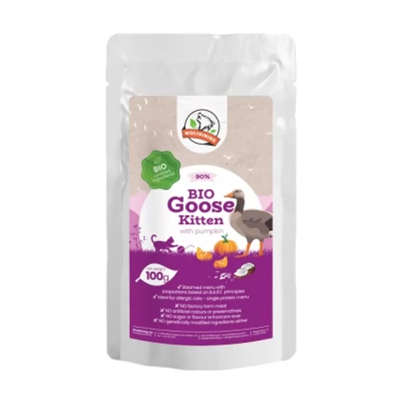 Farkaskonyha BIO liba párolt menü kölyökmacskáknak 100 g