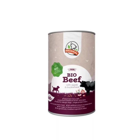 Farkaskonyha BIO marha párolt menü kutyáknak 400 g