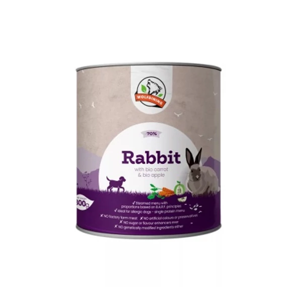 Farkaskonyha BIO nyúl párolt menü kutyáknak 800 g