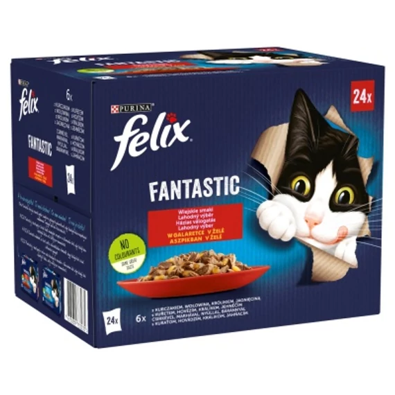 Felix Fantastic Házias Válogatás csirkével, marhával, nyúllal, báránnyal 24 x 85 g