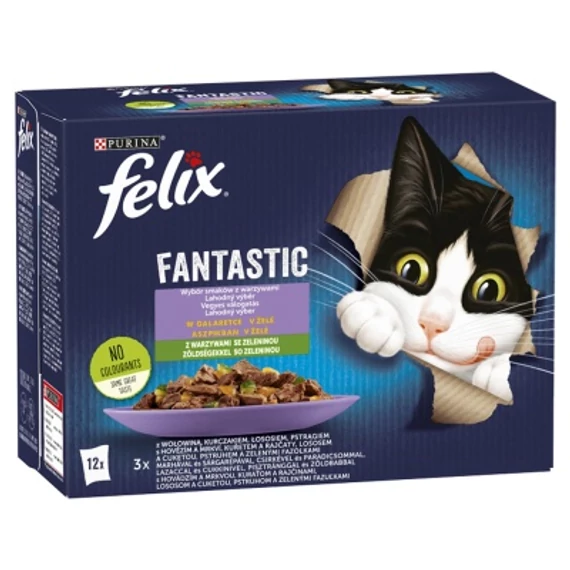 Felix Fantastic Vegyes Válogatás marhával, csirkével, lazaccal, pisztránggal és zöldségekkel 12 x 85 g