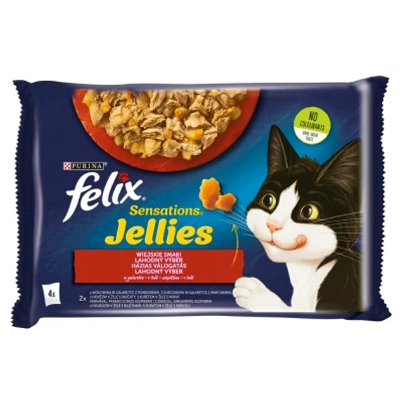 Felix Sensations Jellies Házias Válogatás marhával, csirkével 4 x 85 g
