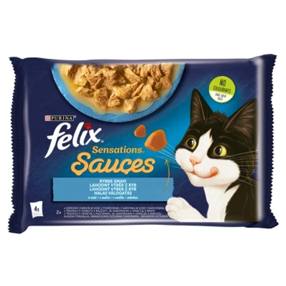 Felix Sensations Sauces Halas Válogatás alaszkai tőkehallal, szardíniával 4 x 85 g