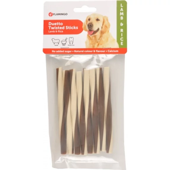 Flamingo Duetto Twisted Sticks - bárányos és rizses csavart rudak 85 g