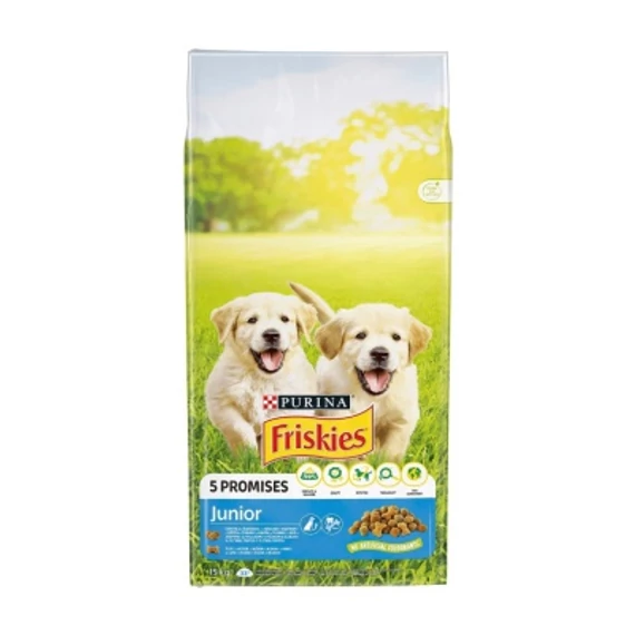 Friskies Junior száraz kutyaeledel - csirke, zöldségek és tej 15 kg