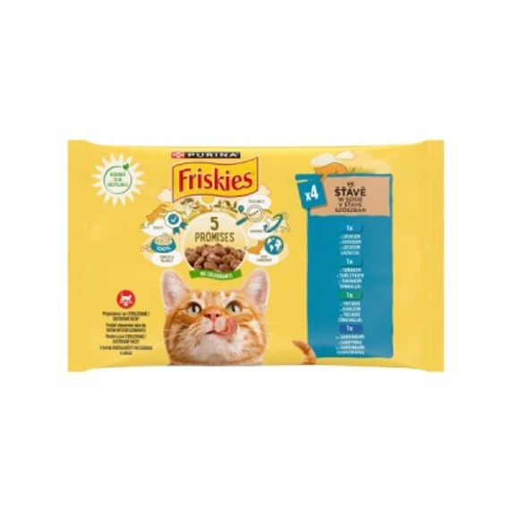 Friskies nedves macskaeledel szószban - lazaccal, tonhallal, szardíniával, tőkehallal 12 x 85 g