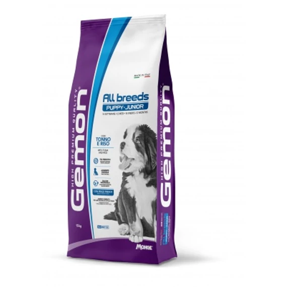 Gemon All Breeds Puppy & Junior száraz kutyatáp - tonhal, rizs 15 kg