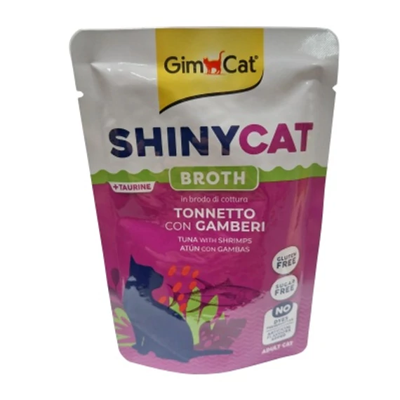 GimCat ShinyCat Broth Tonnetto con Gamberi - leves tonhallal és garnélarákkal 70 g