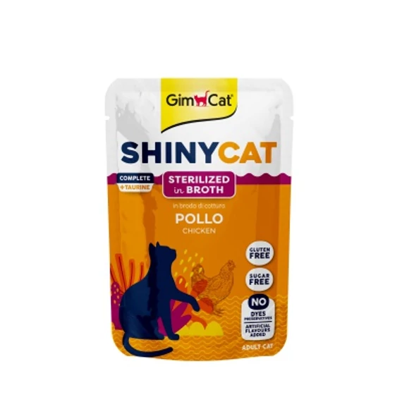 GimCat ShinyCat Sterilized Broth Pollo - leves csirkével 70 g
