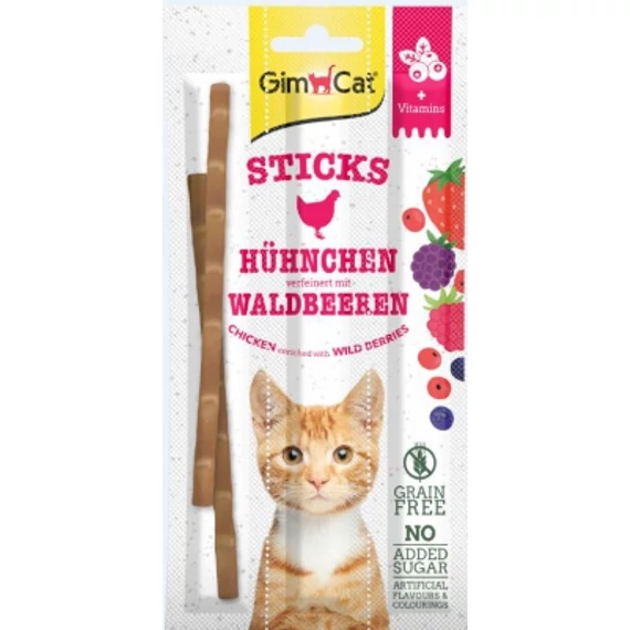 GimCat Sticks csirke és erdeigyümölcs 3 x 5 g