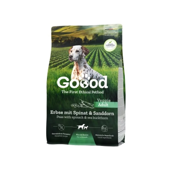 Goood Adult Veggie vegetáriánius teljes értékű eledel felnőtt kutyáknak, borsóval, spenóttal és homoktövissel 1.8 kg
