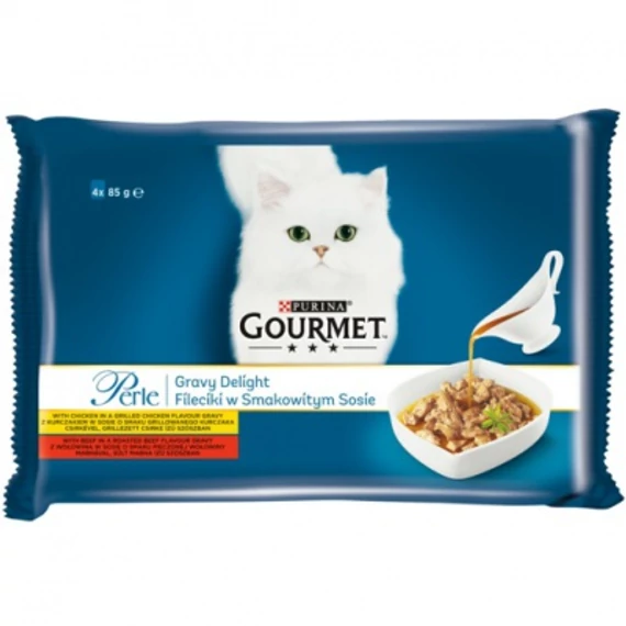 Gourmet Perle Gravy Delight csirke és marha 4 x 85 g
