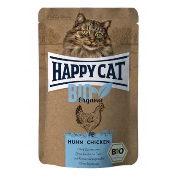 HAPPY CAT POUCH HÚS BIO CSIRKE ÁLLATELEDEL MACSKÁK SZÁMÁRA 12X85 G 85 g