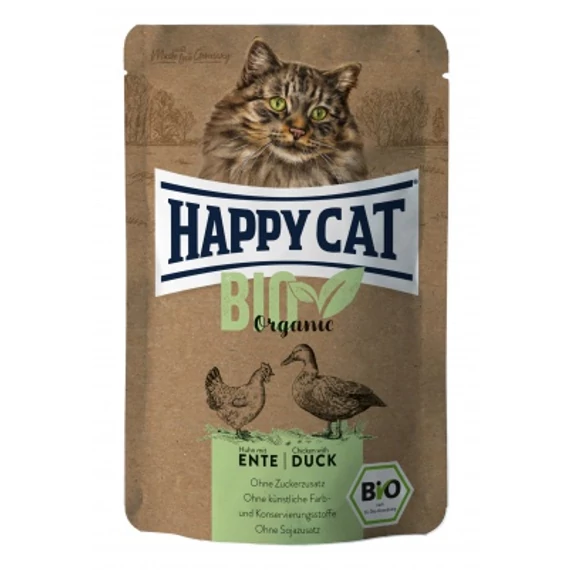 HAPPY CAT POUCH HÚS BIO CSIRKE-KACSA ÁLLATELEDEL MACSKÁK SZÁMÁRA 12X85 G 85 g