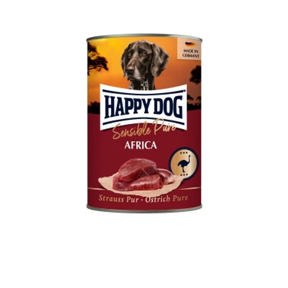 Happy Dog pur konzerv strucc ízesítésű nedves állateledel felnőtt kutyák számára 6x400 g 400 g