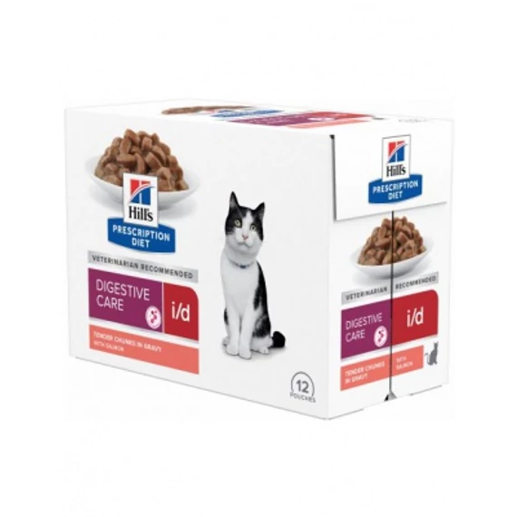 Hill's Prescription Diet i/d Digestive Care macskatáp, lazac - alutasakos 12 x 85 g