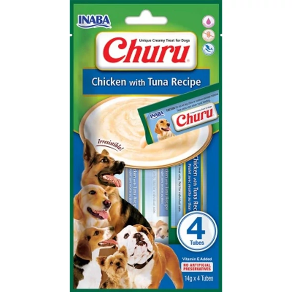 Inaba Dog Churu Püré - csirke tonhallal 4 x 14 g