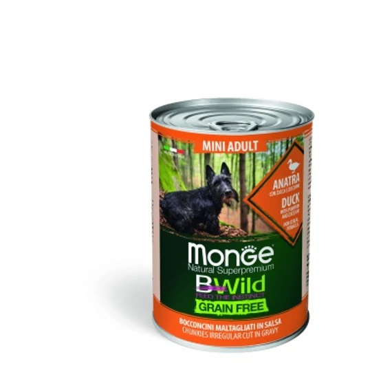 Monge BWild Grain Free Mini Adult kutyakonzerv - kacsa sütőtökkel és cukkinivel 400 g